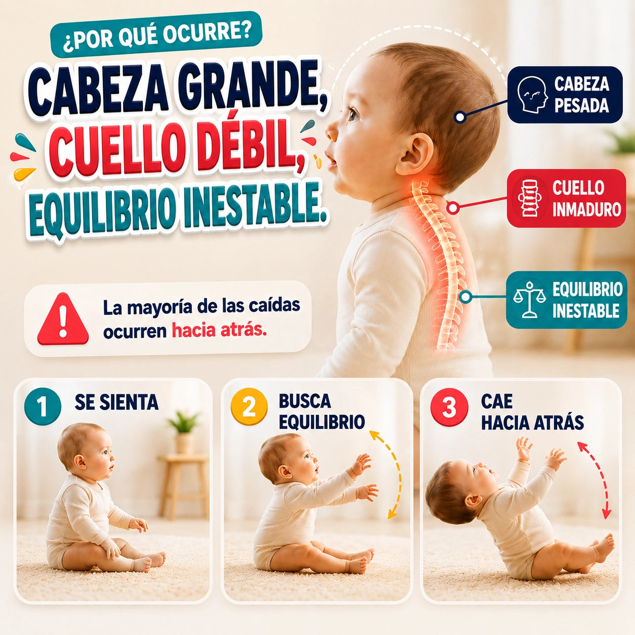 Cojín Protector Anticaídas para Cabeza y Espalda de Bebé: SafeSteps®