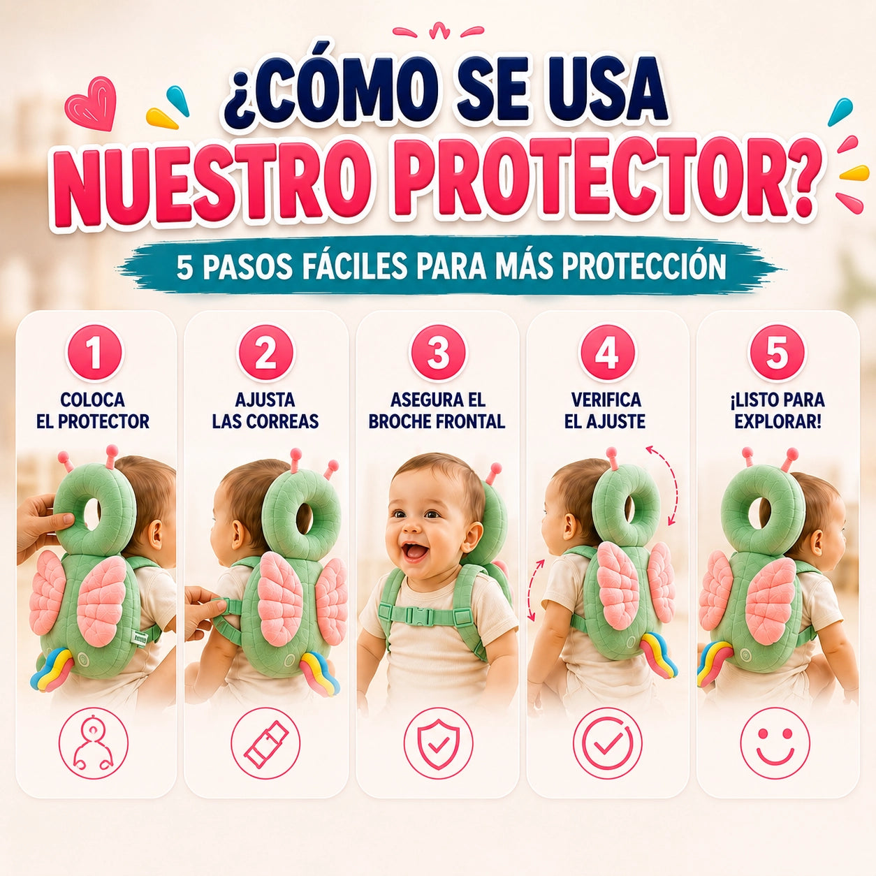 Cojín Protector Anticaídas para Cabeza y Espalda de Bebé: SafeSteps®