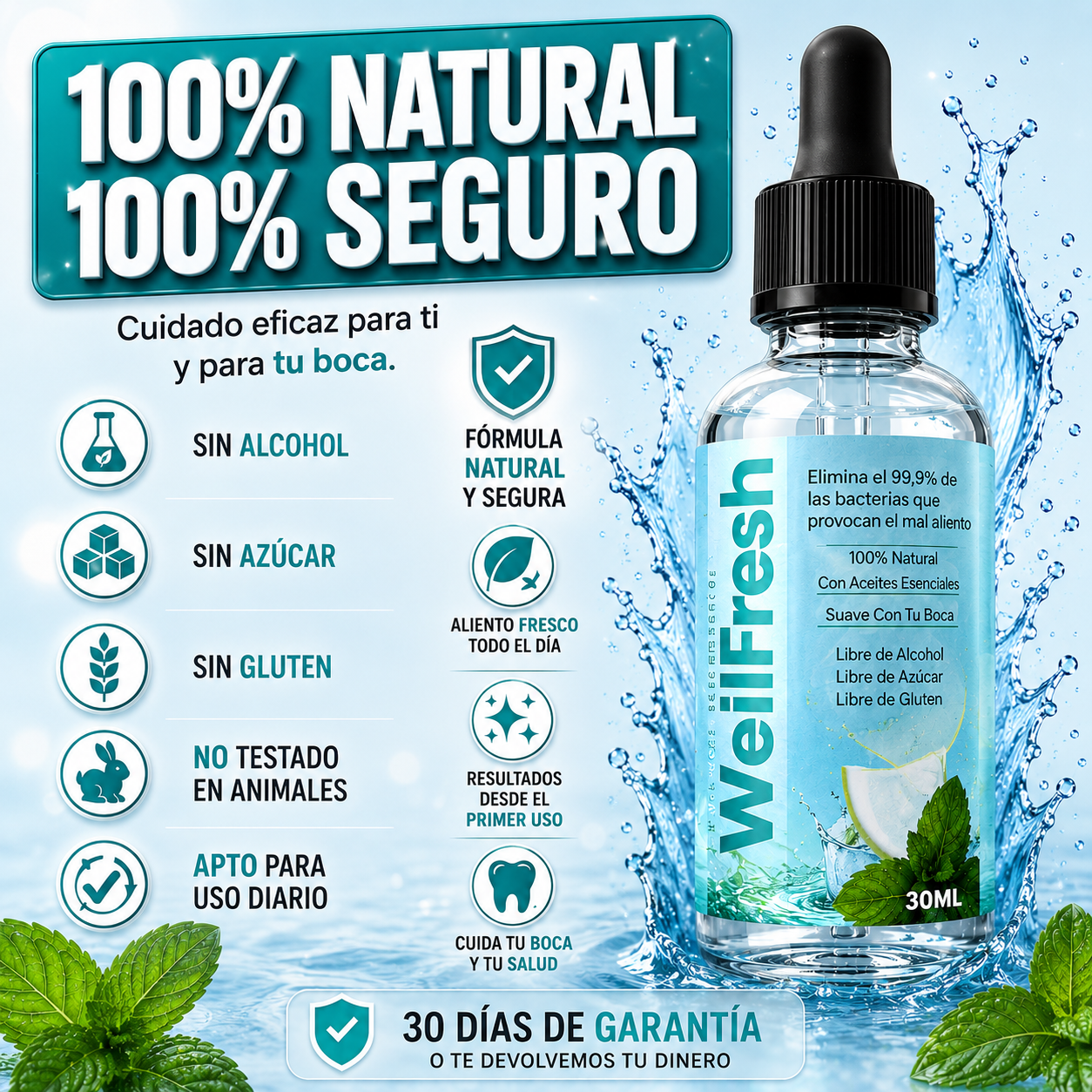 ¿CANSADO DE OCULTAR TU MAL ALIENTO? WellFresh™ LO ELIMINA DESDE LA RAÍZ