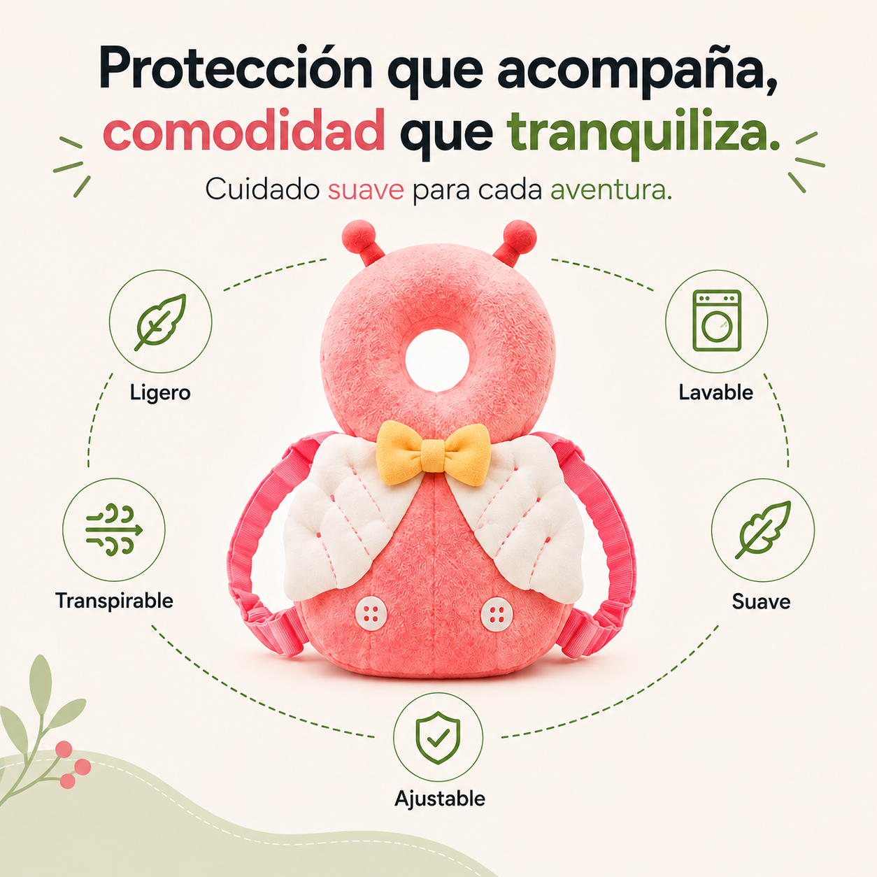 Cojín Protector Anticaídas para Cabeza y Espalda de Bebé: SafeSteps™