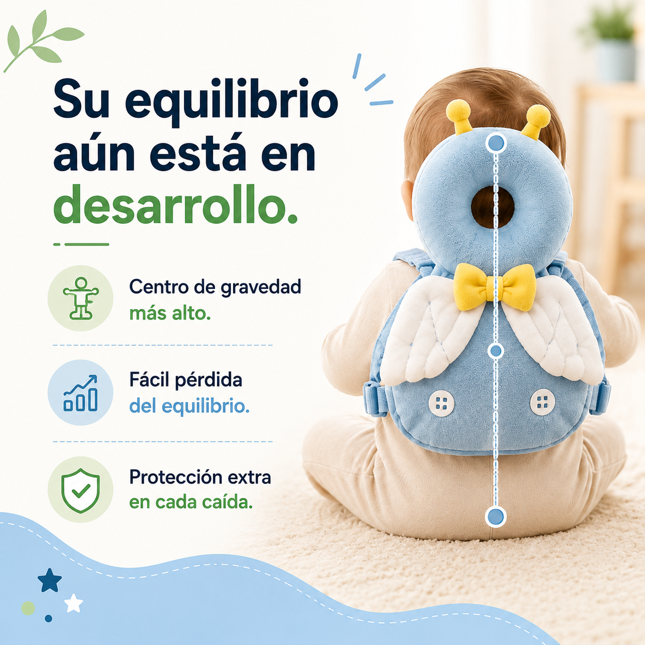 Cojín Protector Anticaídas para Cabeza y Espalda de Bebé: SafeSteps™