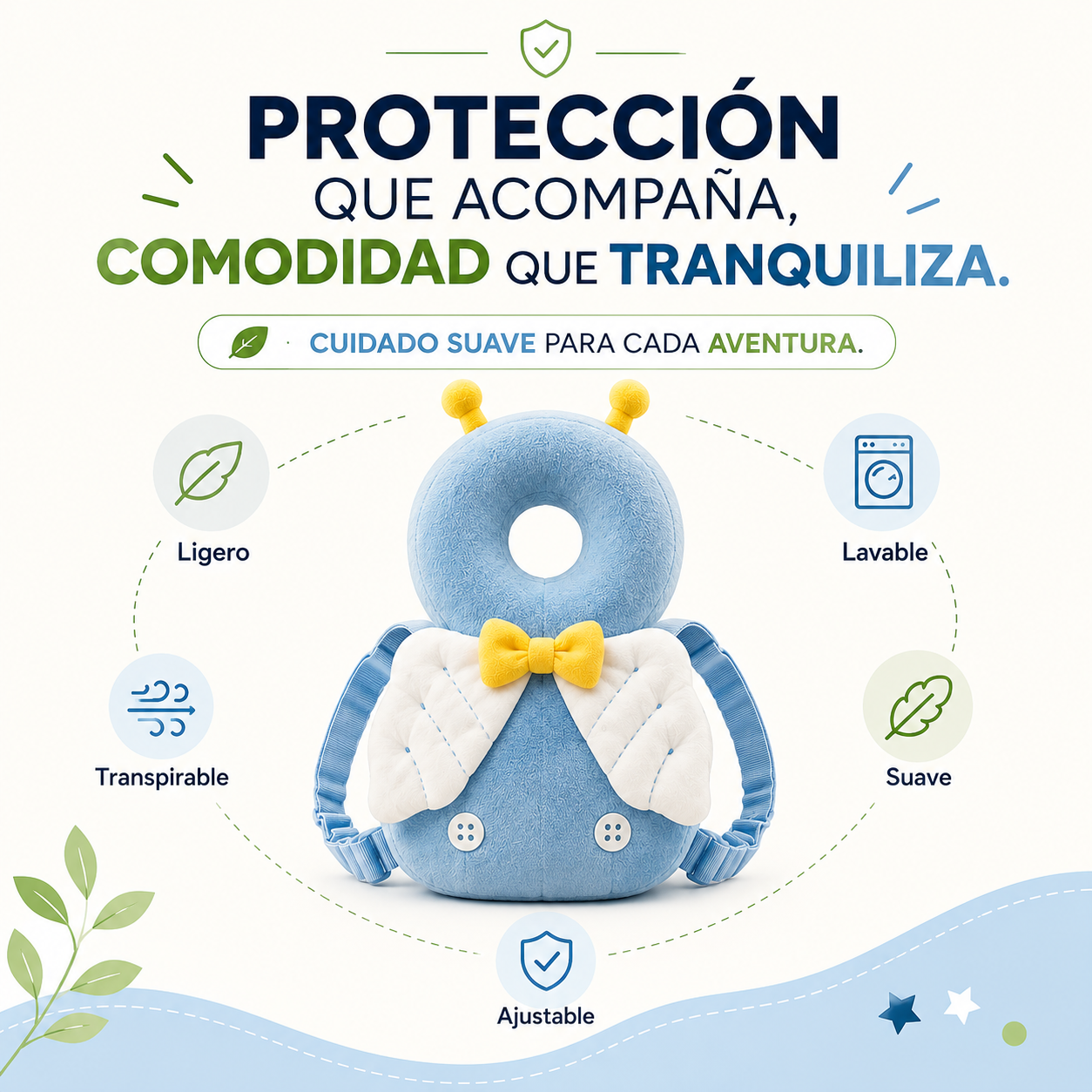 Cojín Protector Anticaídas para Cabeza y Espalda de Bebé: SafeSteps™