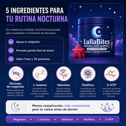 LullaBites® Gomitas Para Dormir | Sin Melatonina | Sabor Fresa