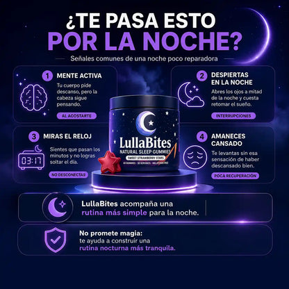LullaBites® Gomitas Para Dormir | Sin Melatonina | Sabor Fresa