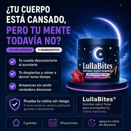 LullaBites® Gomitas Para Dormir | Sin Melatonina | Sabor Fresa